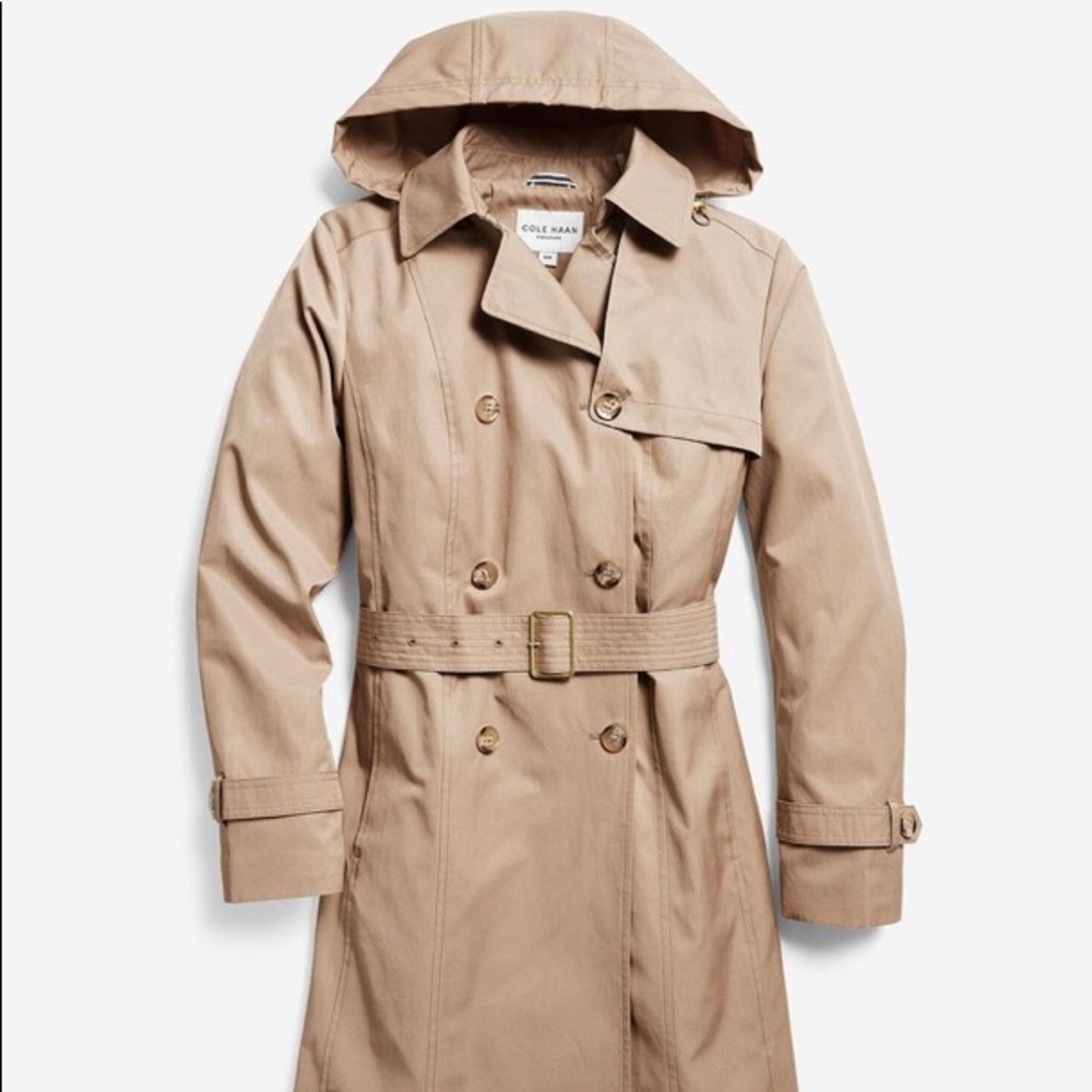 Cole Haan Hooded Trench Coat - Dune